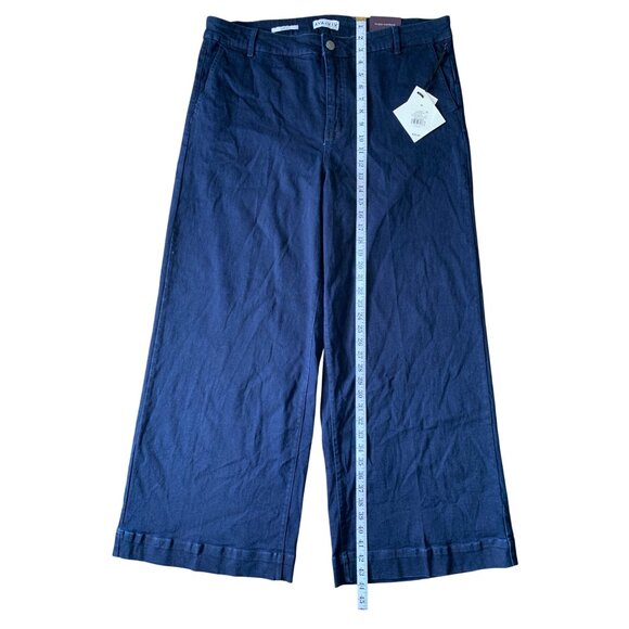 Ava & Viv Womens Wide Leg High-Rise Relaxed Fit Dark Blue Denim Pants - Picture 9 of 16